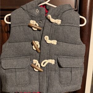 GAP Gray Vest with Red Plaid Lining